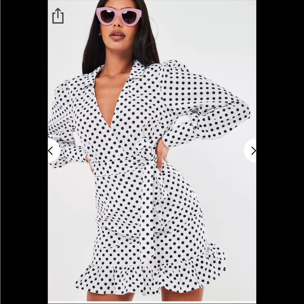 NWT Missguided Polka Dot Wrap Dress